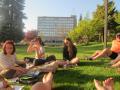 We ended the day with a little sun and girl talk on the grass in the park beside our hotel! 
