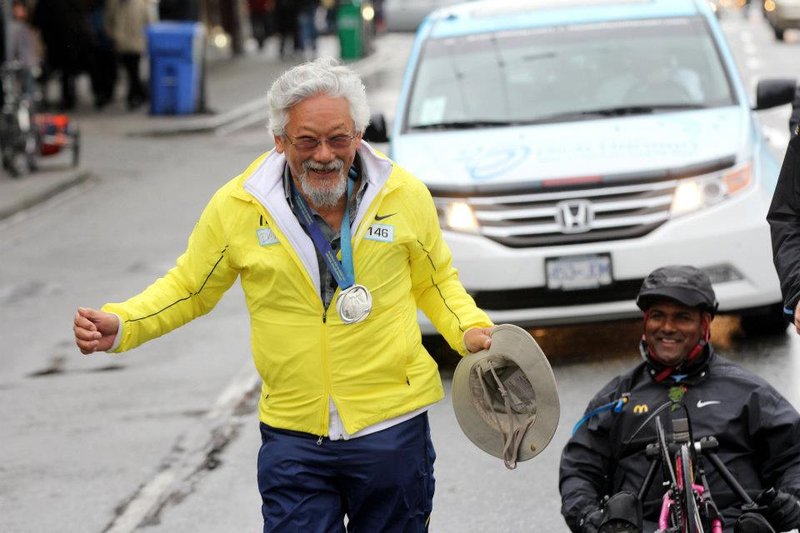 David Suzuki proudly carries the Medal!