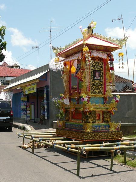 The shrine of a local man that just died