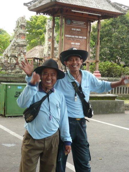 The parking attendents at Mengwi were more interested in their picture than the parking fee