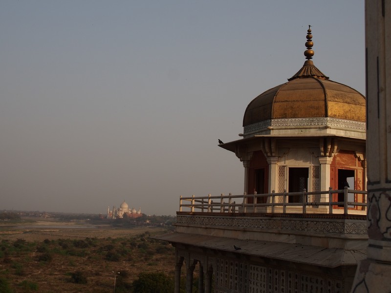 Agra Fort with view of Taj in the distance