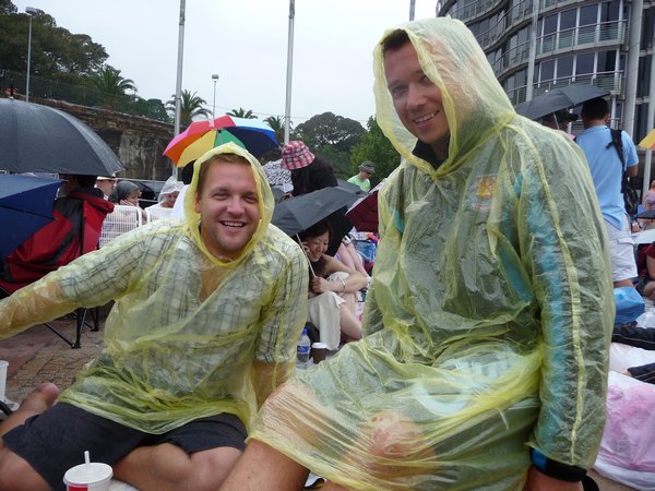 Derek and I in our Fetching Poncho