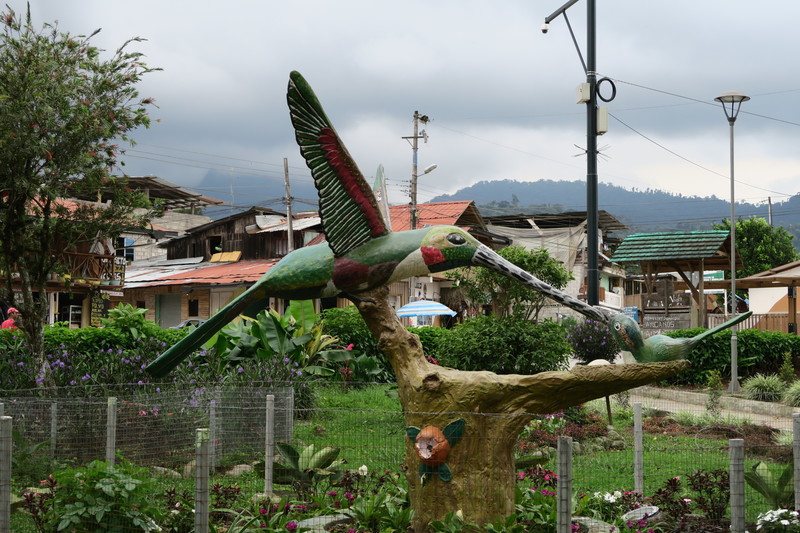Mindo 'city' ja puiston kolibri -patsas