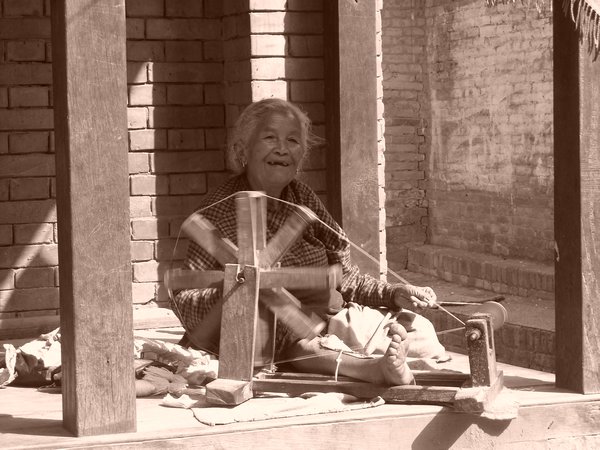 Little lady sewing, Bhaktapur
