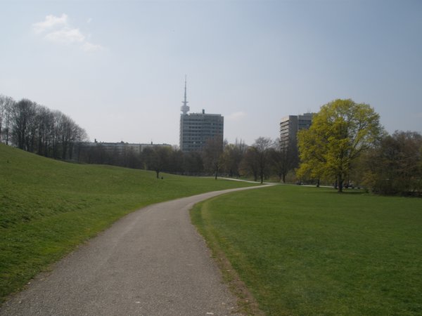 Walking through the park on the way to the BMW Museum