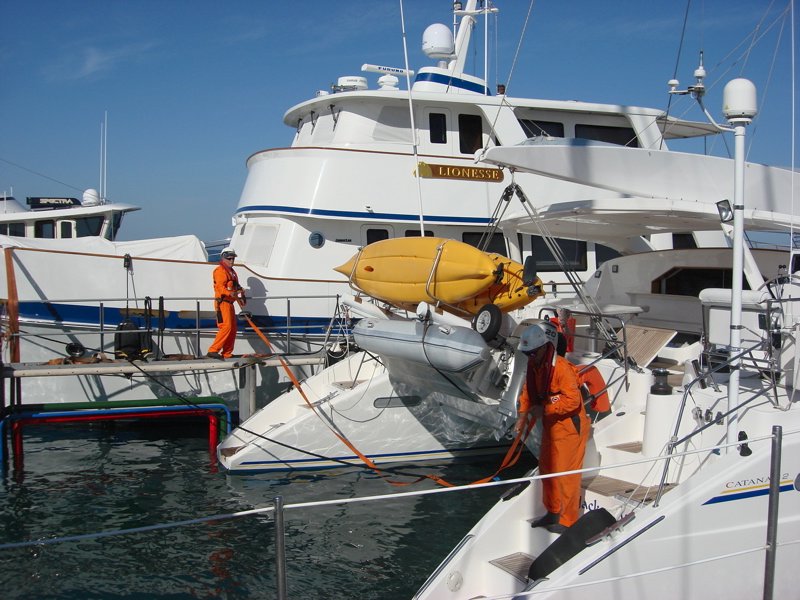 Securing a catamaran
