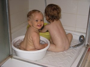 Bath with cousin Boaz