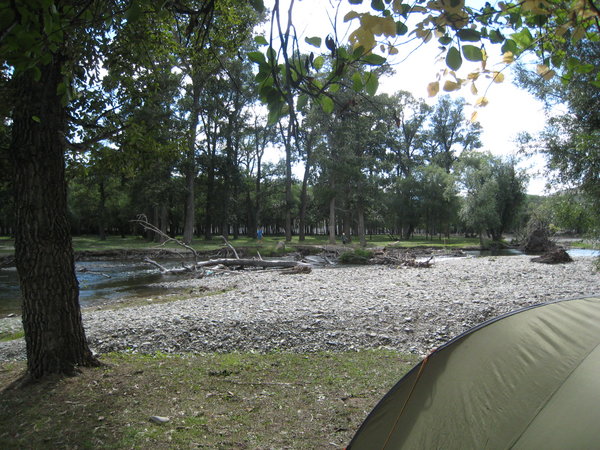 Our tent by the river