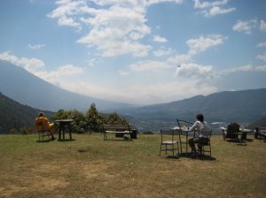 View from Earth Lodge over neighbouring volcanos