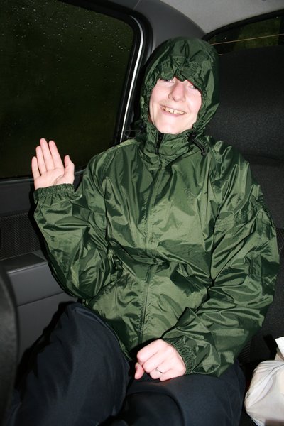 Jen ready to brave the rain!