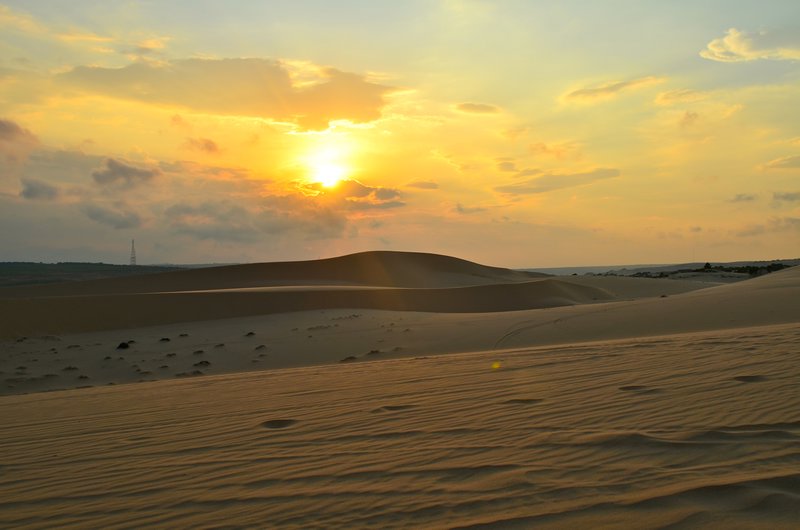 white dunes at sunset