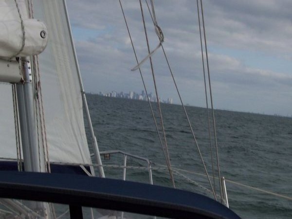 Sailing into Miami on Biscayne Bay
