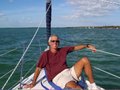 Captain Don relaxing on the bow of Seaquel anchored off Islamorada