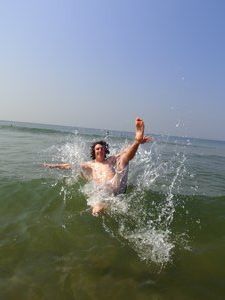 goofing around in the sea