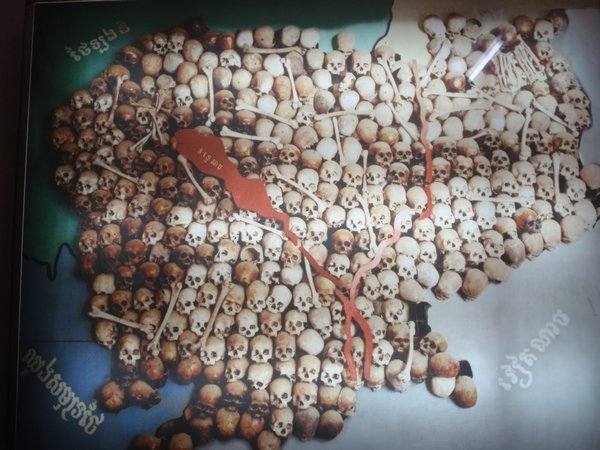 map of cambodia made from skulls and blood 