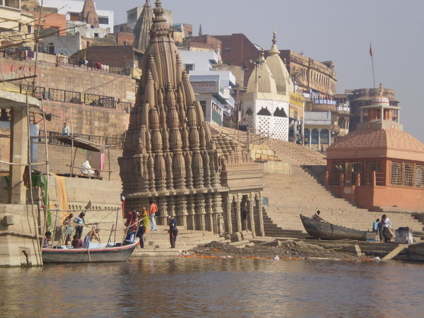 The Leaning Tower of Varanasi at the Scindia ghat   