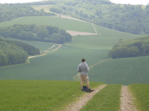 Contemplating the descent from Littleton Down