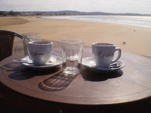 A coffee overlooking the beach