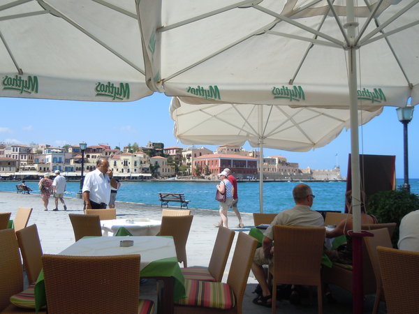 Overlooking the harbour at Chania