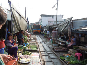 Train approaching market