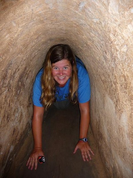 Rachel inside the Cu Chi Tunnels