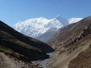 Annapurnas down the valley from Ledar