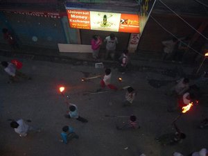 Maoists in Kathmandu with torches