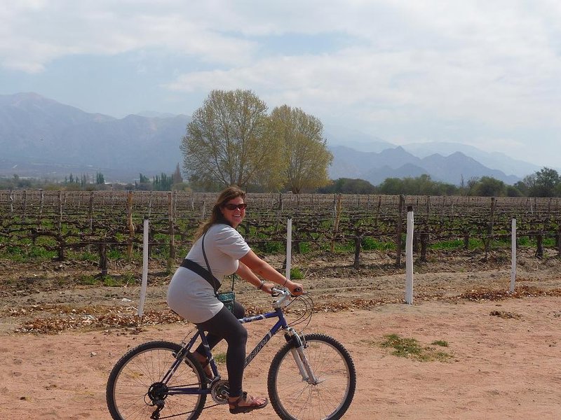 Rachel biking in Cafayate