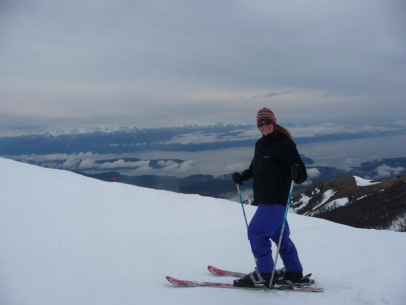 Rachel on the ski slopes in Bariloche