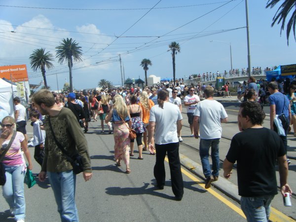 Busy street on way to main stage