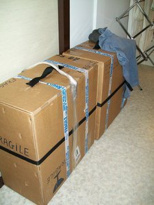 The boxes of paintings.