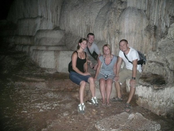 Group photo in the deep dark cave
