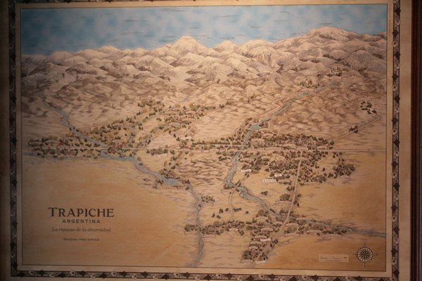 Kaart van de wijnstreek rond Mendoza