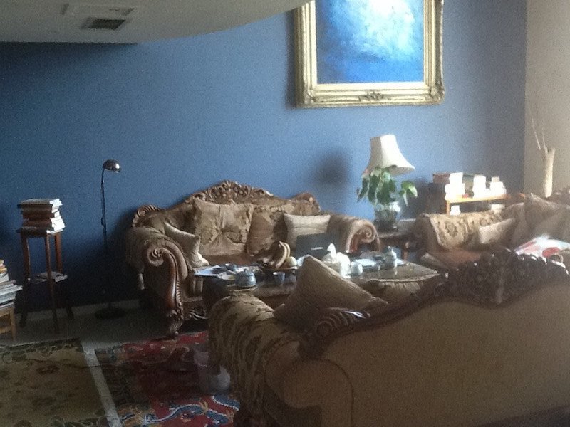 The front room with a 20 foot ceiling