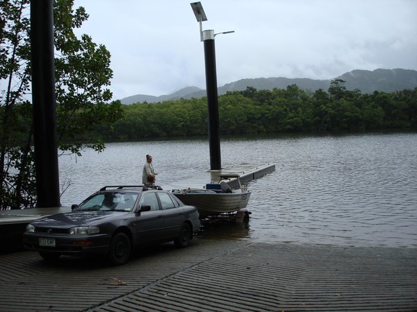 The daily morning routine of cruising along the Daintree river to get fresh samples for the day's work
