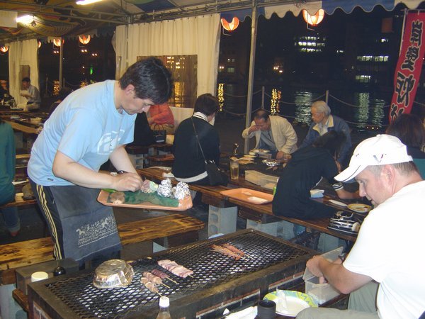 Helping a whigger out at the BBQ in Kushiro