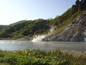 Hot thermal lakes in Noboribetsu