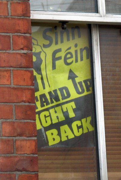 Sinn Fein poster in apartment window
