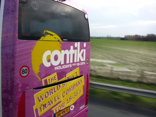 Another Contiki bus getting passed by our fast ass bus.