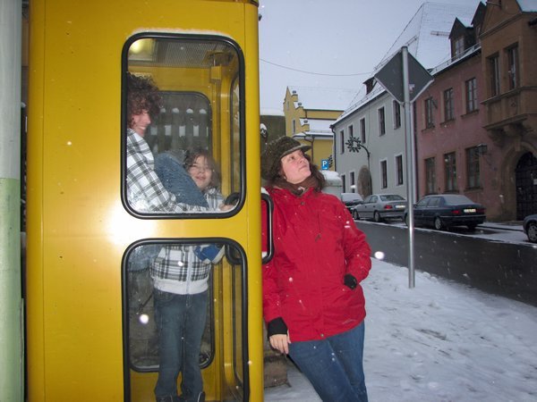 Trust me, Nathan & Chesna were THRILLED to be trapped in the phone booth.