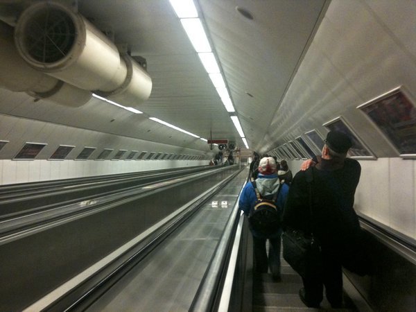Going down down down escalator to Metro.