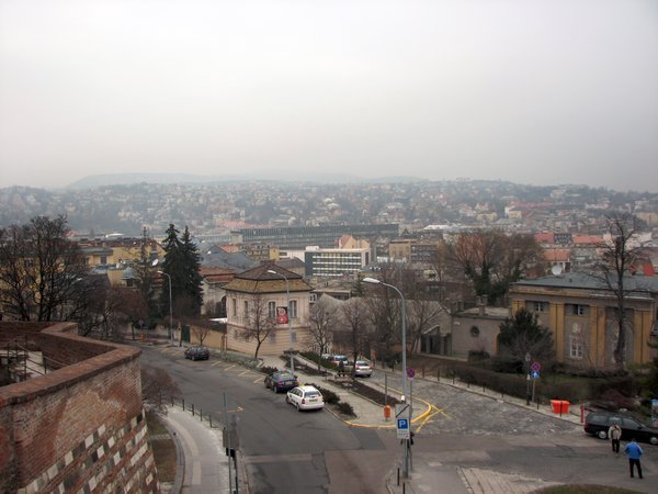 Looking at Buda from atop one of the gates of Castle Hill