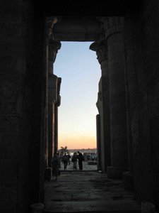 Looking out of Kom Ombo at sunset.