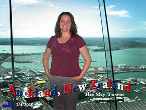 In the Sky Tower, overlooking Auckland