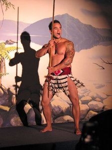 Maori performer being scary.