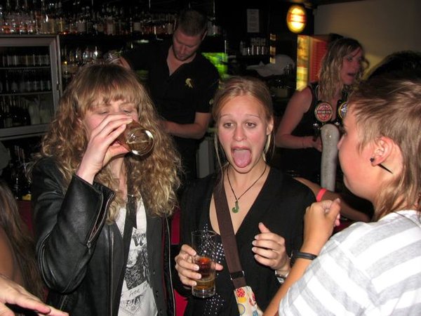 Tara and Jess doing Jagerbombs.  Sorry Jess- loved your face too much not to include this one!
