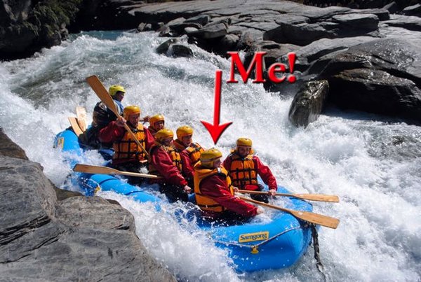White water rafting on the Shotover River.