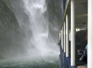 Waterfalls and boat