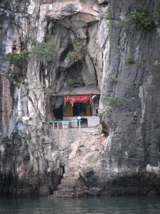 A temple built into the mountainside used by the locals.