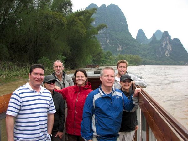Gang (less Steve) on Yangshuo Li River cruise.